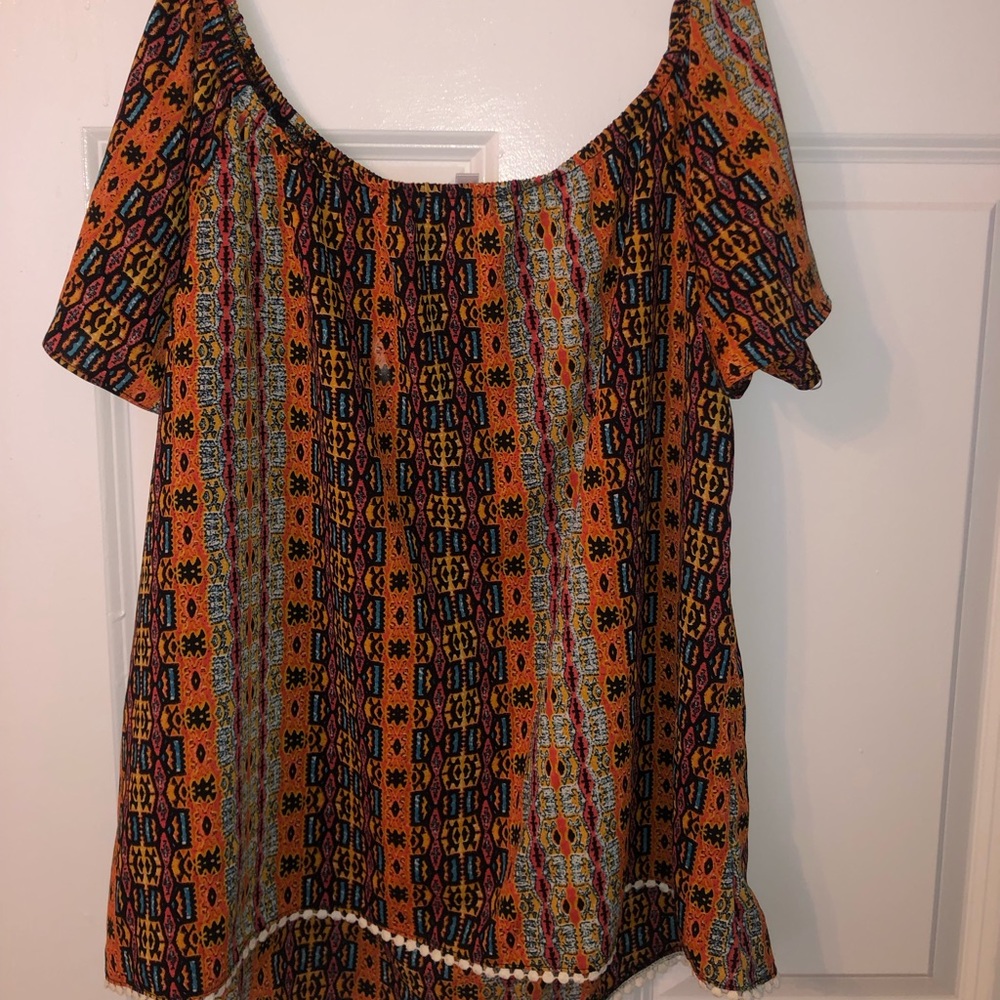 Colorful off the shoulder top